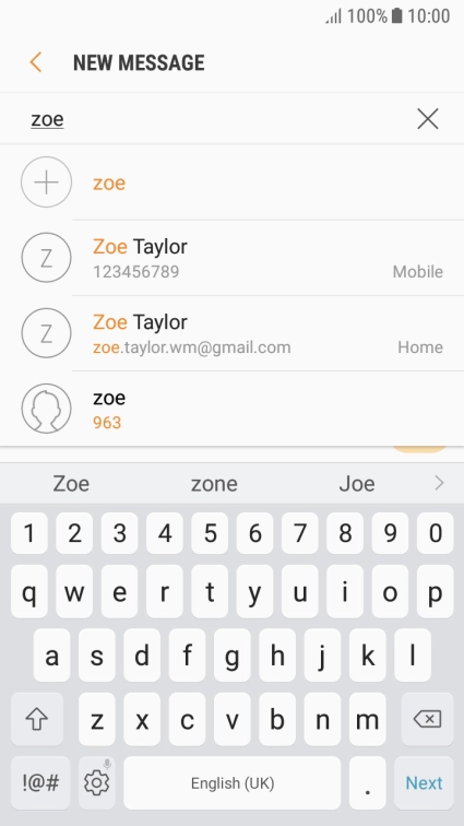 Press the required contact.