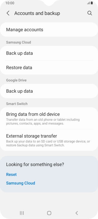 Press Manage accounts.