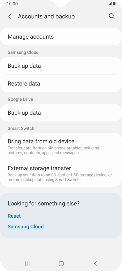 Press Manage accounts.