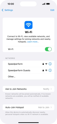 Press the required Wi-Fi network and key in the password for the Wi-Fi network.