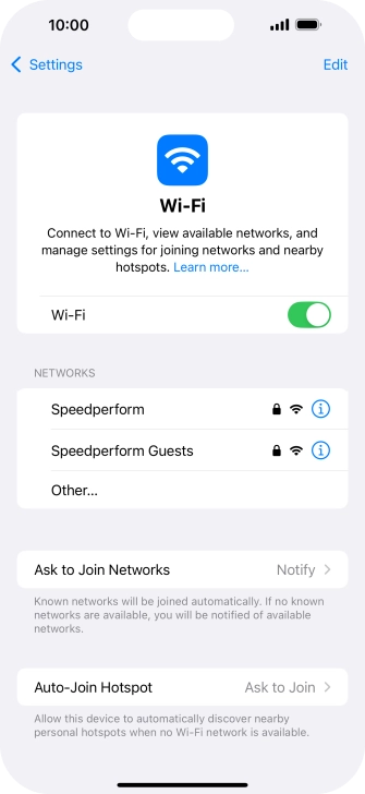 Press the required Wi-Fi network and key in the password for the Wi-Fi network.