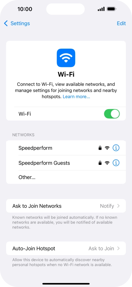 Press the required Wi-Fi network and key in the password for the Wi-Fi network.
