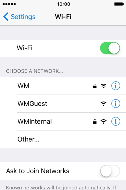 Press the required Wi-Fi network.
