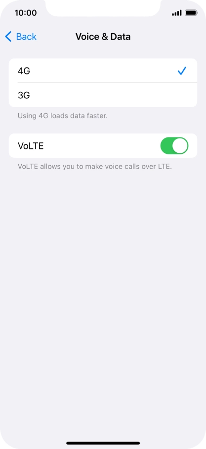 Press the required network mode.