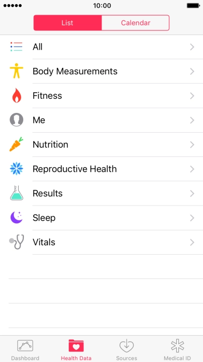 Press the required category.