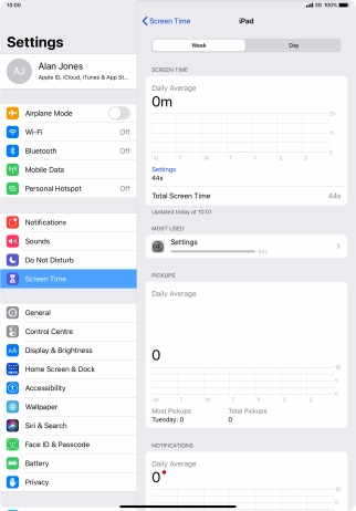 The use for the past week is displayed next to Total Screen Time.