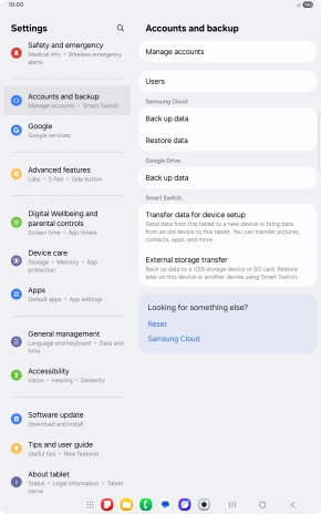 Press Manage accounts.