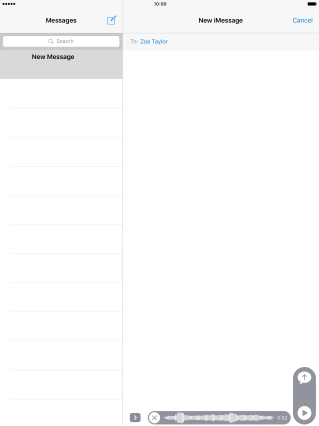 Let go to stop the sound recording and press arrow up to send the sound recording.