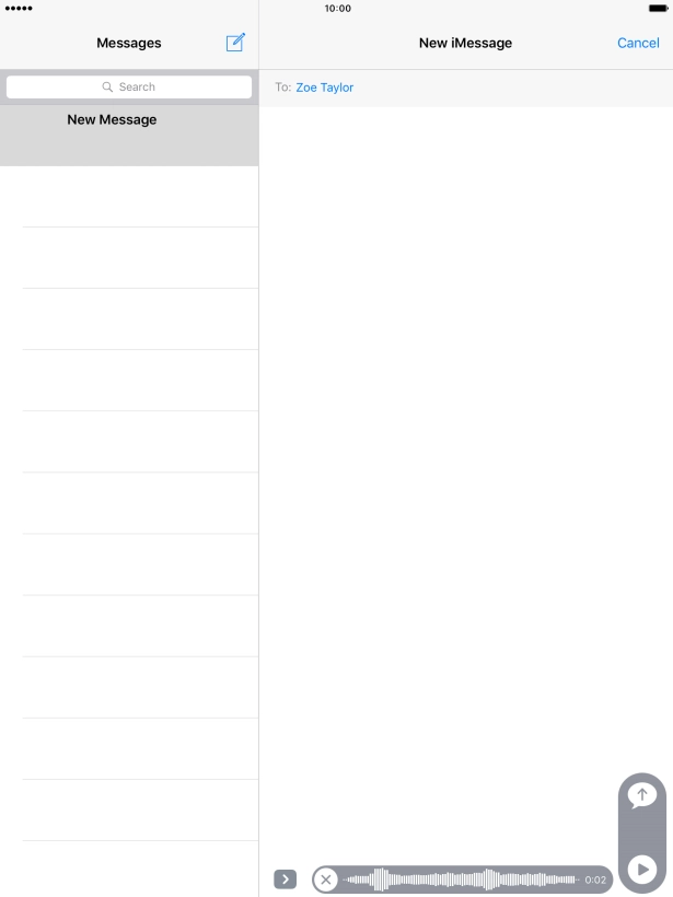 Let go to stop the sound recording and press arrow up to send the sound recording.