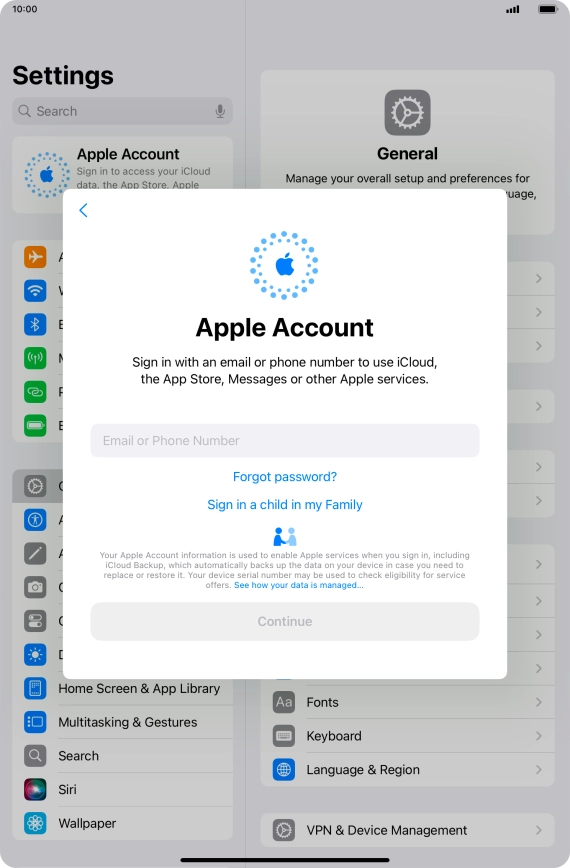 Press Email or Phone Number and key in the username for your Apple ID.