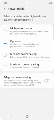 Press the required power saver mode.