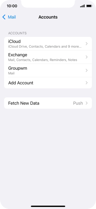 Press the name of the email account you've just set up.