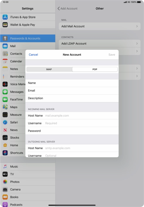 Press Host Name and key in the name of your email provider's incoming server.