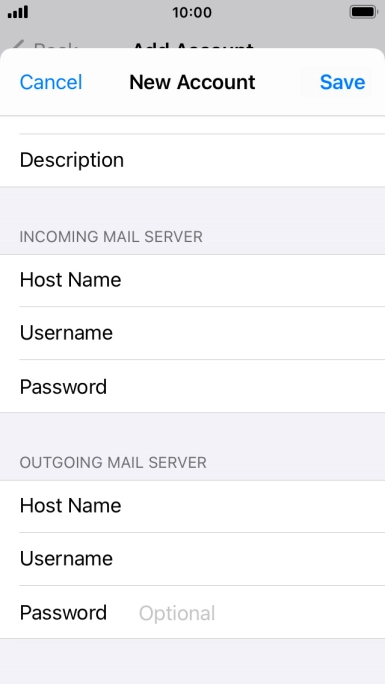 Press Password and key in the password for your email account. Please note that if you're using Vodafone's outgoing server, leave the password field empty.