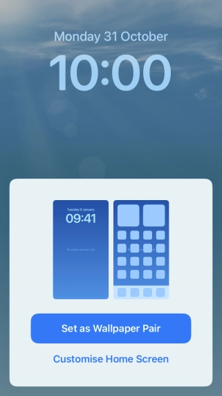 To use the same colour theme on the home screen, press Set as Wallpaper Pair.