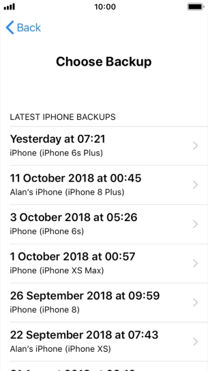 Press the required backup and your phone restores the content of the selected backup. Subsequently, follow the instructions on the screen to set up your phone and prepare it for use.
