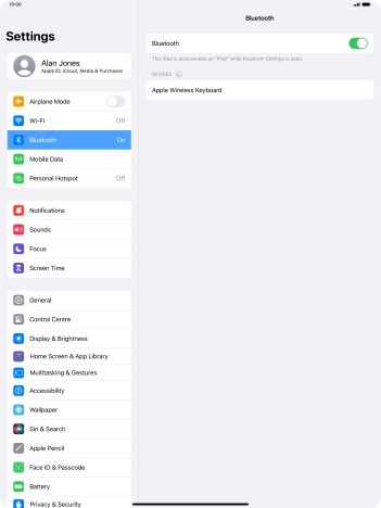 Press the required Bluetooth device and follow the instructions on the screen to pair the device with your tablet.