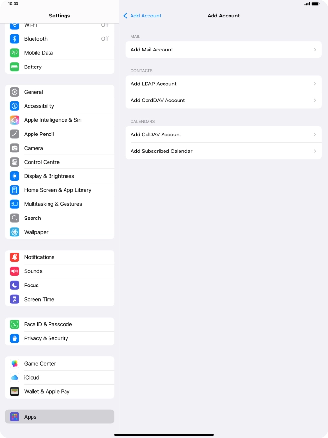 Press Add Mail Account.
