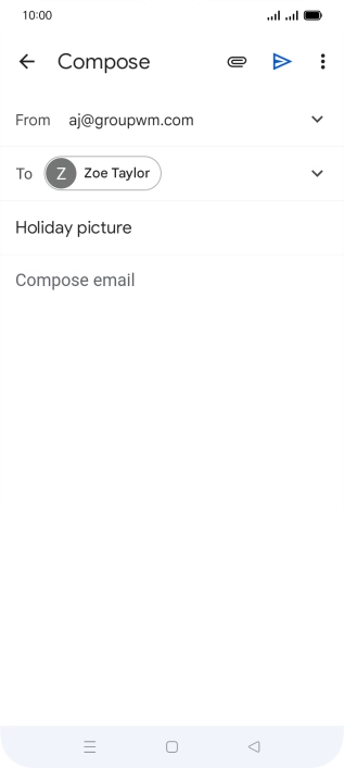 Press the text input field and write the text for your email message.