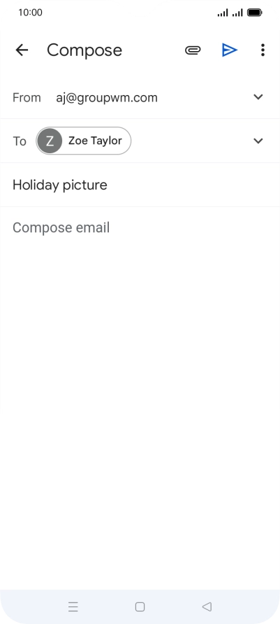 Press the text input field and write the text for your email message.