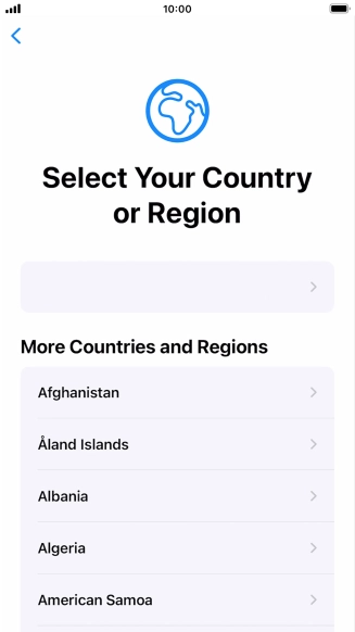 Press the required country or area.