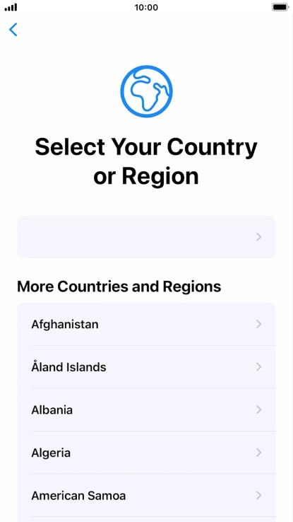 Press the required country or area.