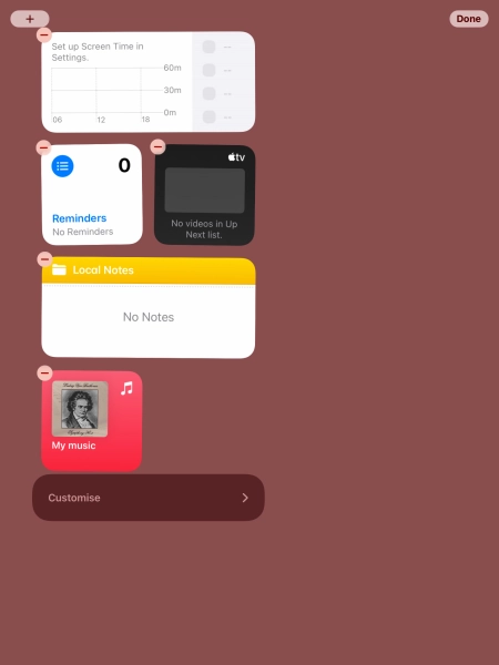 Press and hold the required widget until a pop-up menu is displayed.