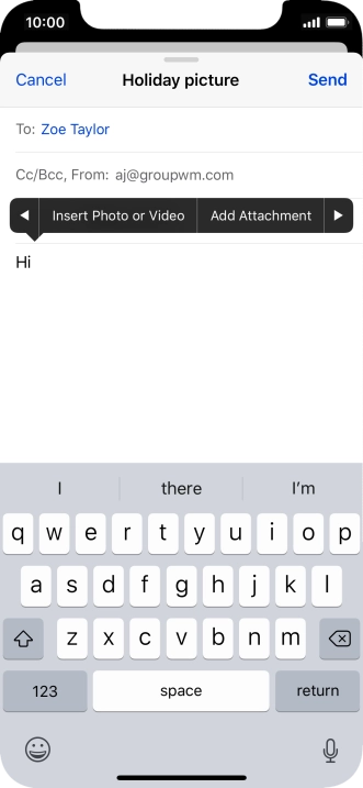 Press Insert Photo or Video and follow the instructions on the screen to attach a picture or a video clip.