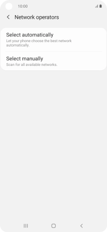 Press Select manually and your phone will search for networks.