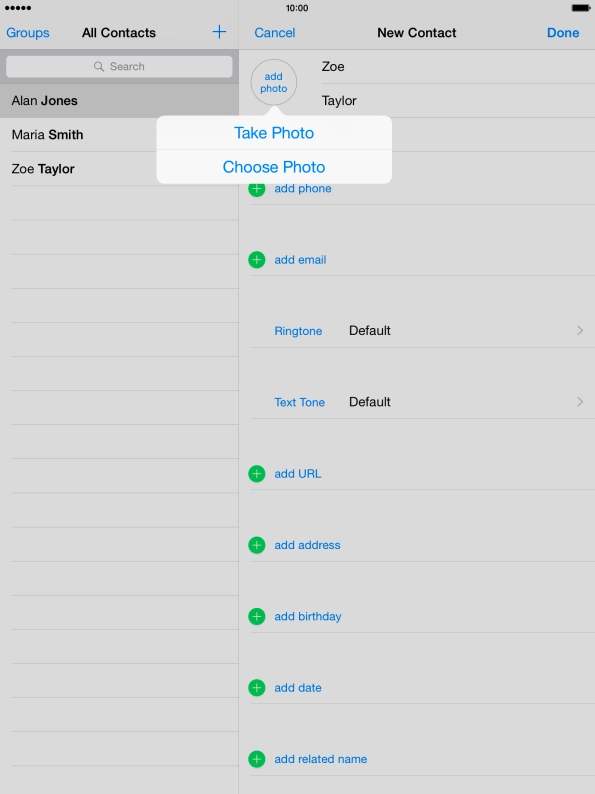 Press Choose Photo and go to the required folder.