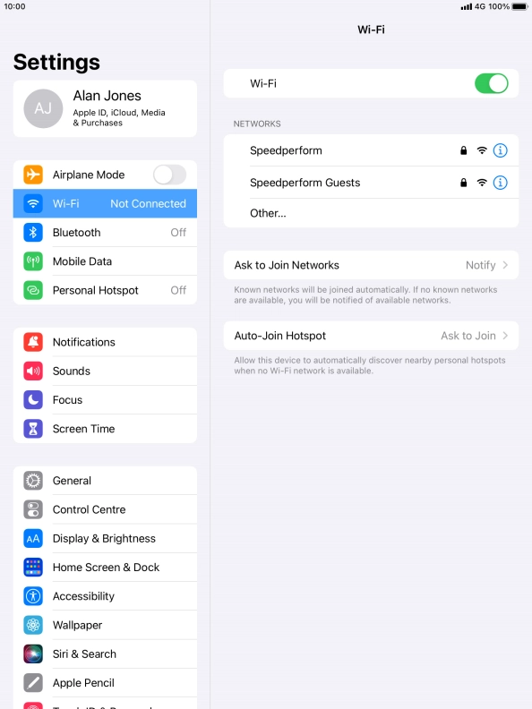 Press the required Wi-Fi network and key in the password for the Wi-Fi network.