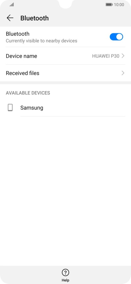 Press the required Bluetooth device and follow the instructions on the screen to pair the device with your phone.
