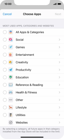 Press the required categories.