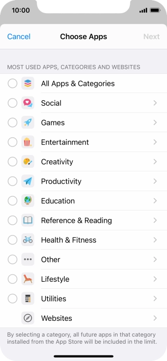 Press the required categories.