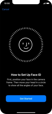 Press Get Started and follow the instructions on the screen to set up Face ID.