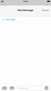 If the recipient can receive iMessages, iMessage is displayed in the text input field.