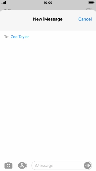 If the recipient can receive iMessages, iMessage is displayed in the text input field.