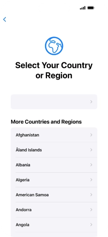 Press the required country or area.