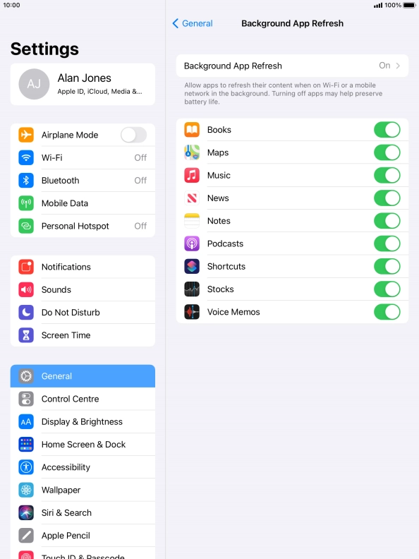 Press Background App Refresh.