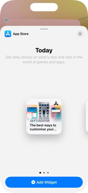 Slide your finger right or left on the screen to select the required widget size.
