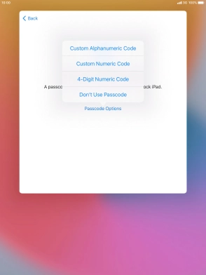 Follow the instructions on the screen to turn on use of lock code or press Don't Use Passcode.