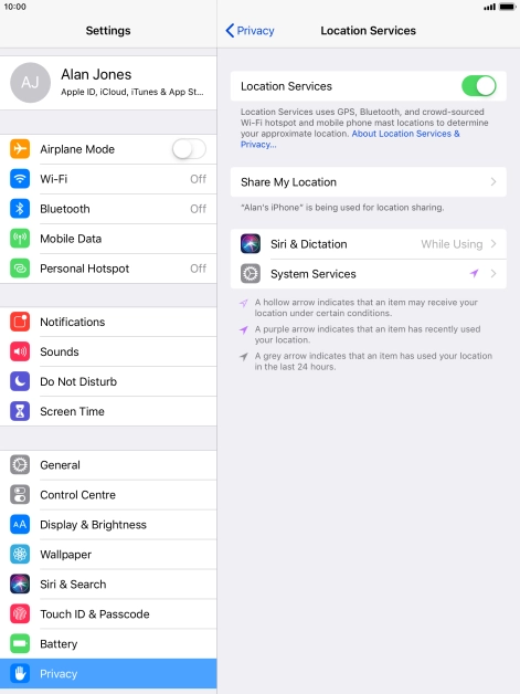 Press the required application.