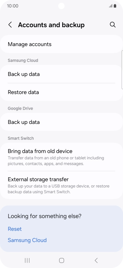 Press Manage accounts.