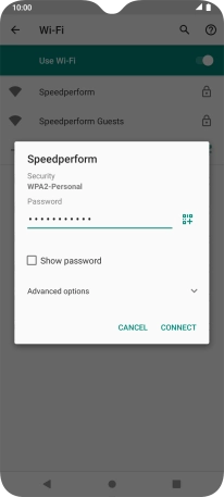 Key in the password for the Wi-Fi network and press CONNECT.