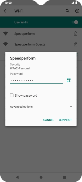 Key in the password for the Wi-Fi network and press CONNECT.