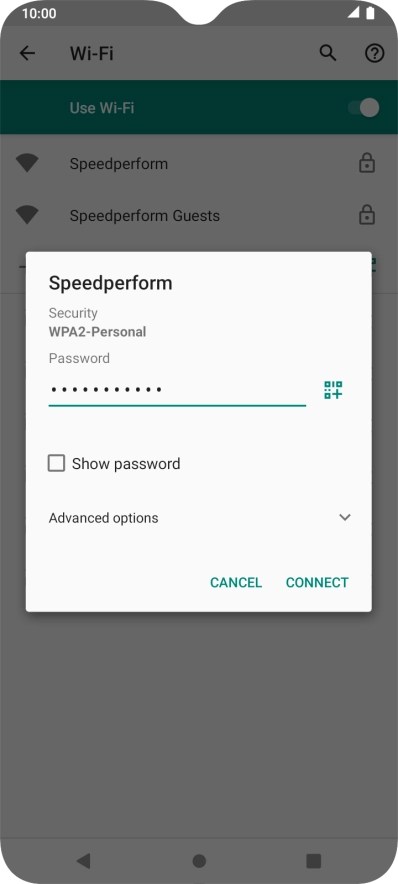 Key in the password for the Wi-Fi network and press CONNECT.