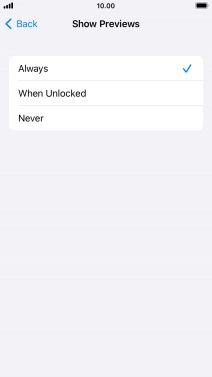 To select notification preview on the lock screen, press Always.