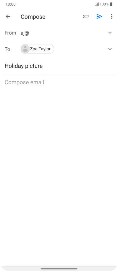 Press the text input field and write the text for your email message.