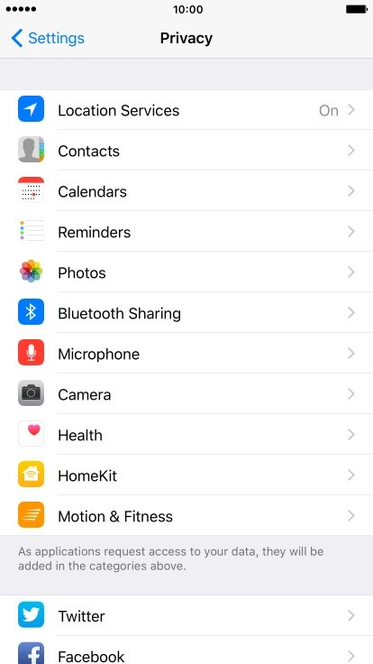 Press Location Services.