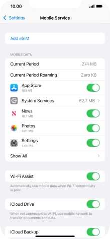The total data usage is displayed next to Current Period.
